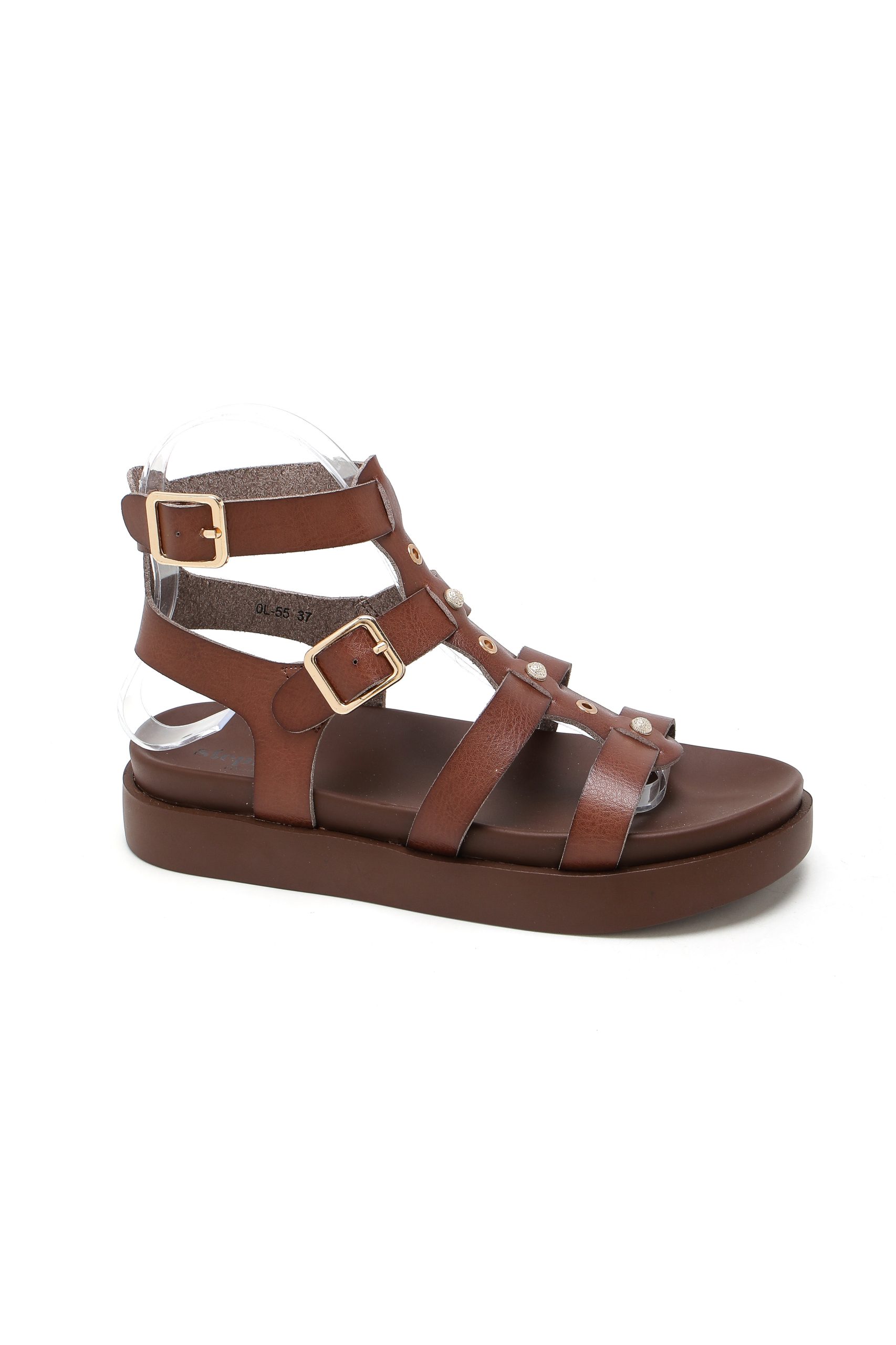 Σανδάλια Flatform με Μπαρέτα & Διακοσμητικά Τρουκς Καφέ