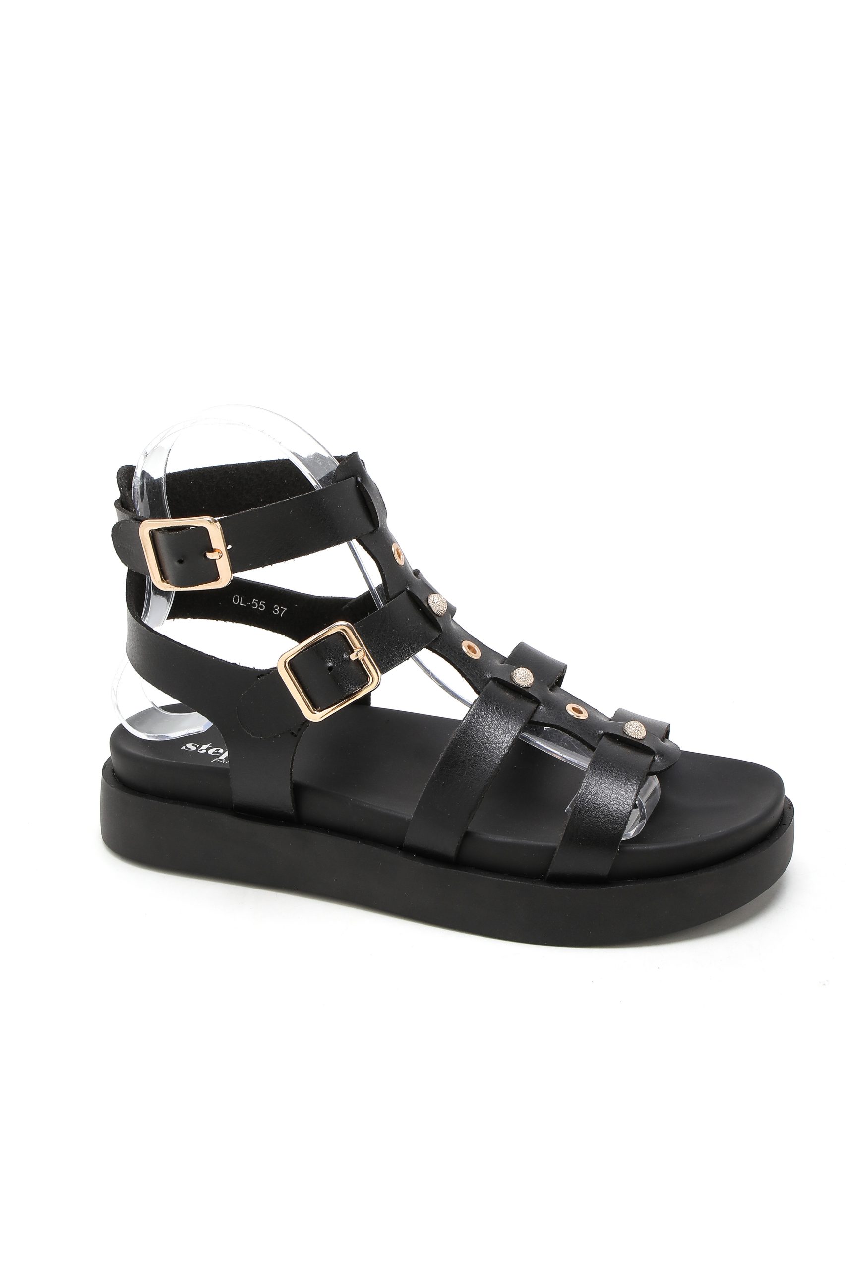 Σανδάλια Flatform με Μπαρέτα & Διακοσμητικά Τρουκς Μαύρο